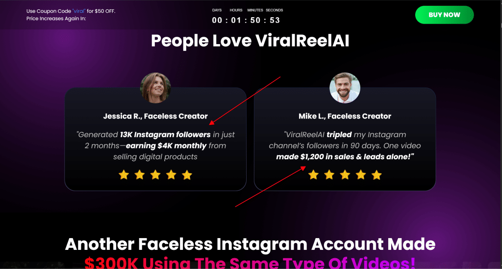 ViralReelAI Income Claims